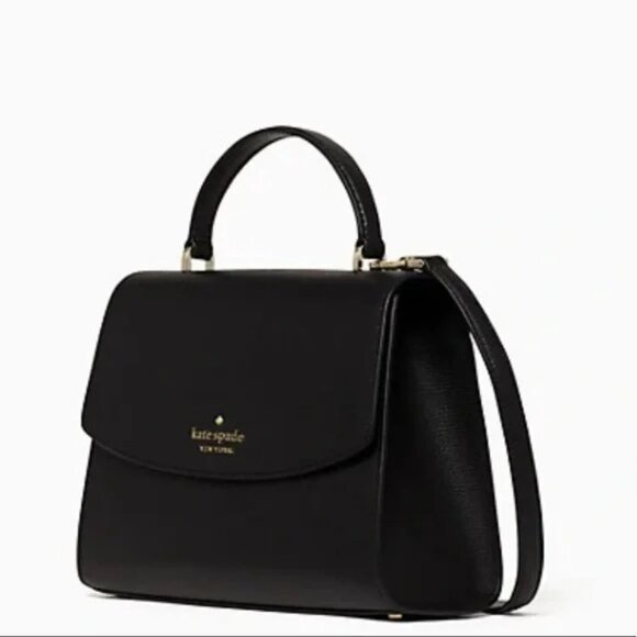 KATE SPADE DARCY TOP HANDLE SATCHEL BLACK LEATHER CROSSBODY SNAP CLOSURE - Picture 3 of 7